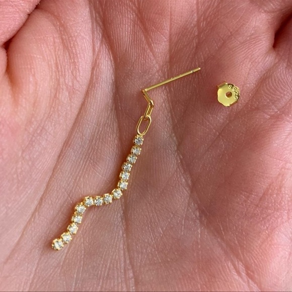 Gold Chain Crystal Dangle Tassel Earrings Brand New - Picture 3 of 3